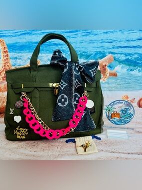 🛥️ Olive Green Canvas Boatkin Tote with accessories! Brand new! Ready to ship!